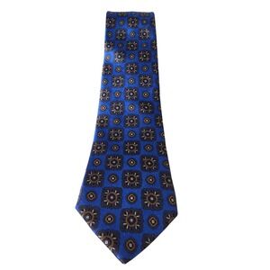 CREMIEUX Mens Blue Geometric Silk Tie Handmade in USA